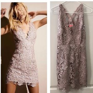 Free people margot lace lavender sleeveless mini dress size 4
